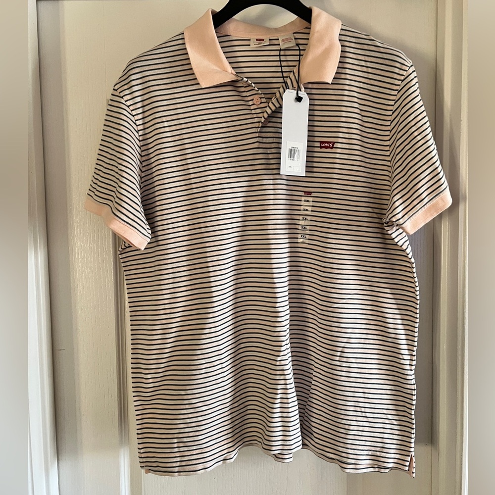 Levi's Men's Striped Polo Shirt - multicolored (Cream/Pink/Dark) size XXL